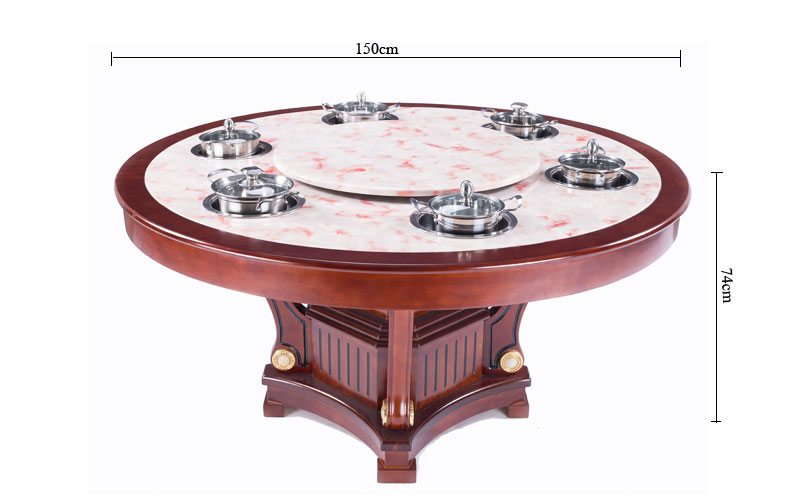  CENHOT Marble Hot Pot Restaurant Dining Table With Induction Cooker Size