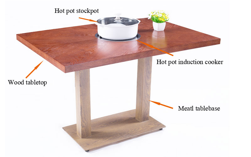 CENHOT Hot-sale Wooden Tabletop Hot-pot Tables' structure