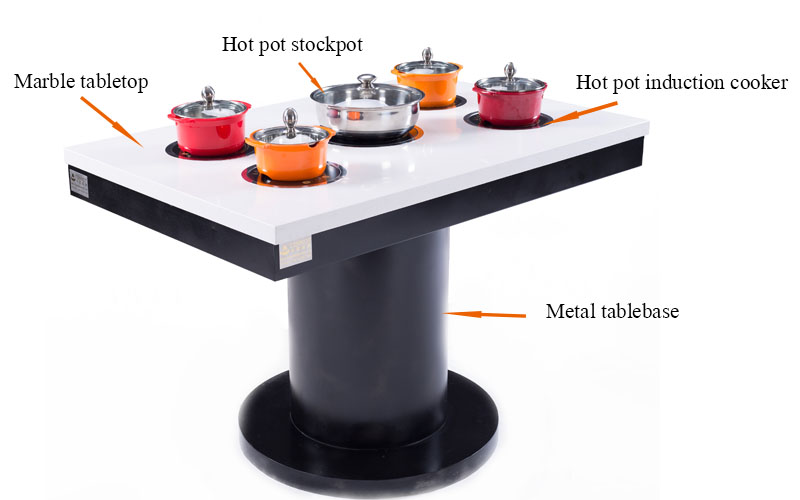mesa de pote caliente de interior de restaurante personalizado comercials' structure-CENHOT