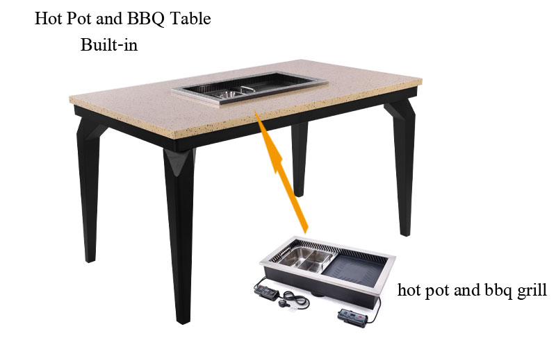 hot pot and bbq grill built-in the restaurant hot pot dining table - CENHOT