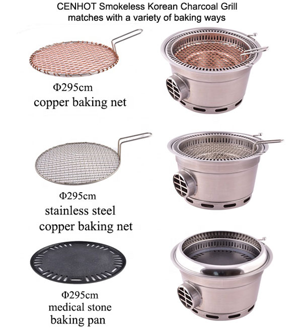 CENHOT-Round-Shape-Smokeless-Korean-Charcoal-Grill-matches-with-a-variety-of-baking-ways
