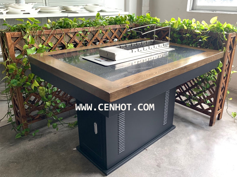 CENHOT Indoor Automatic Rotating Restaurant BBQ Grill Equipment built in the table