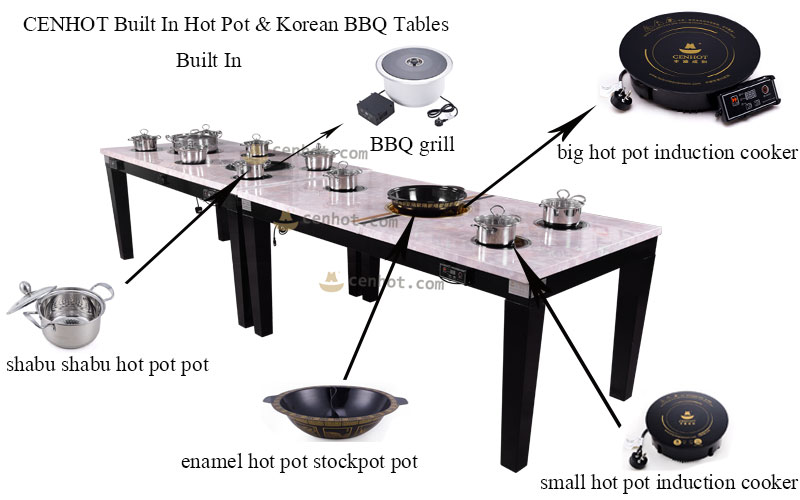 CENHOT Built In Hot Pot & Korean BBQ Tables Custom Made For Sale China CH-T29