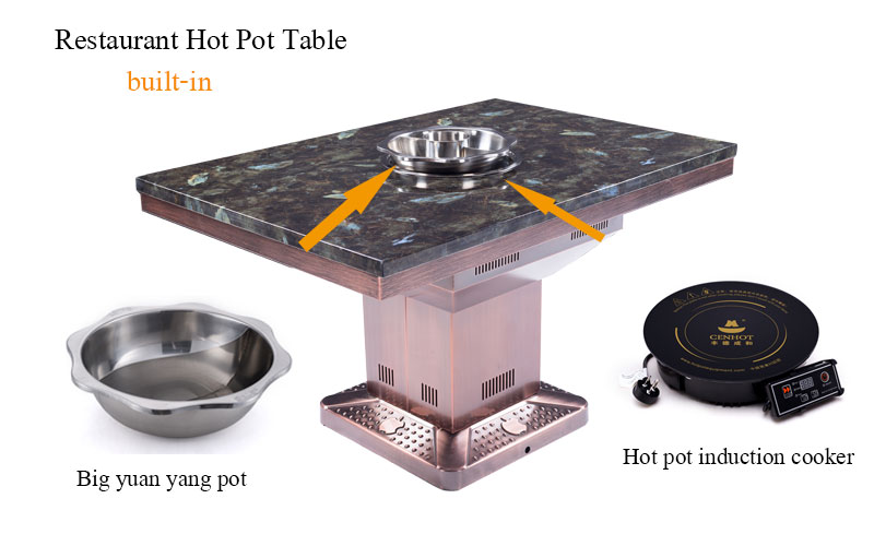 CENHOT Quality Square Restaurant Hot Pot Tables For Sale China effect