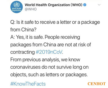 Is it safe to receive a letter or a package from China