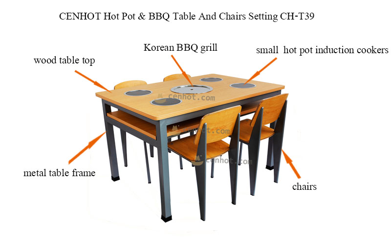 CENHOT Shabu Shabu Hot Pot Table And Chairs Set