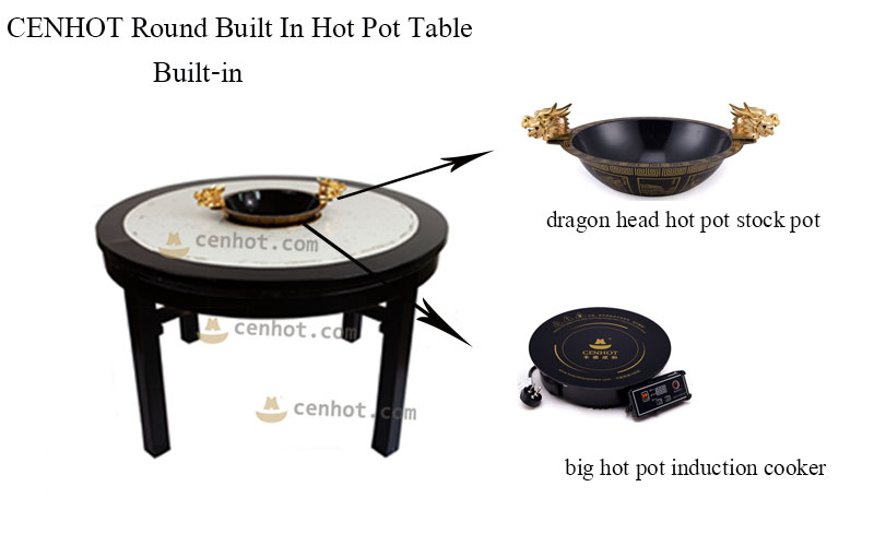 CENHOT Wooden Chinese Hot Pot Table For Hot Pot Restaurant