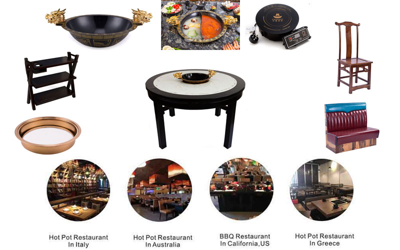 CENHOT Round Built In Hot Pot Table for hot pot restaurant