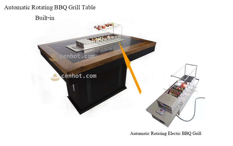 CENHOT Commercial BBQ Table With Automatic Rotating Grill