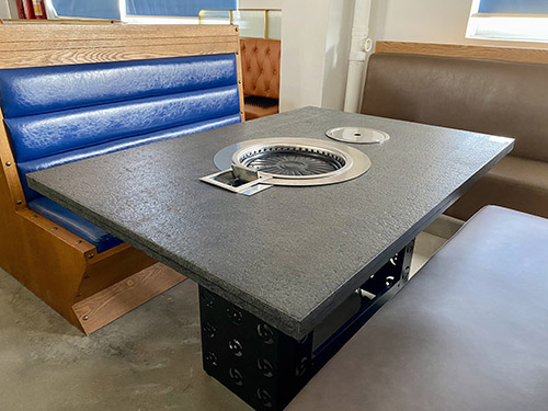 Korean BBQ table with gas grill
